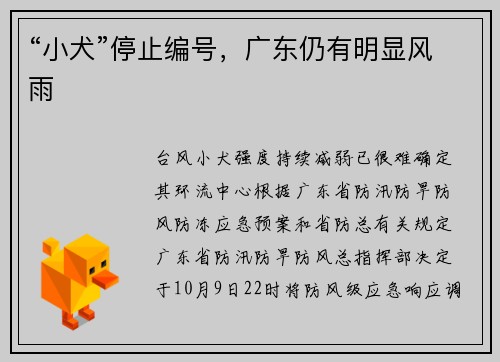 “小犬”停止编号，广东仍有明显风雨