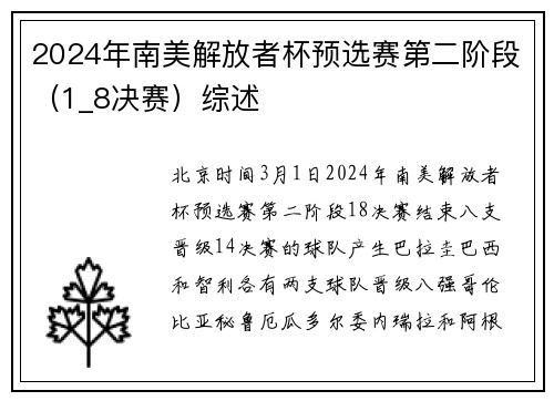 2024年南美解放者杯预选赛第二阶段（1_8决赛）综述