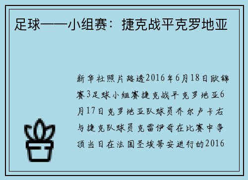足球——小组赛：捷克战平克罗地亚